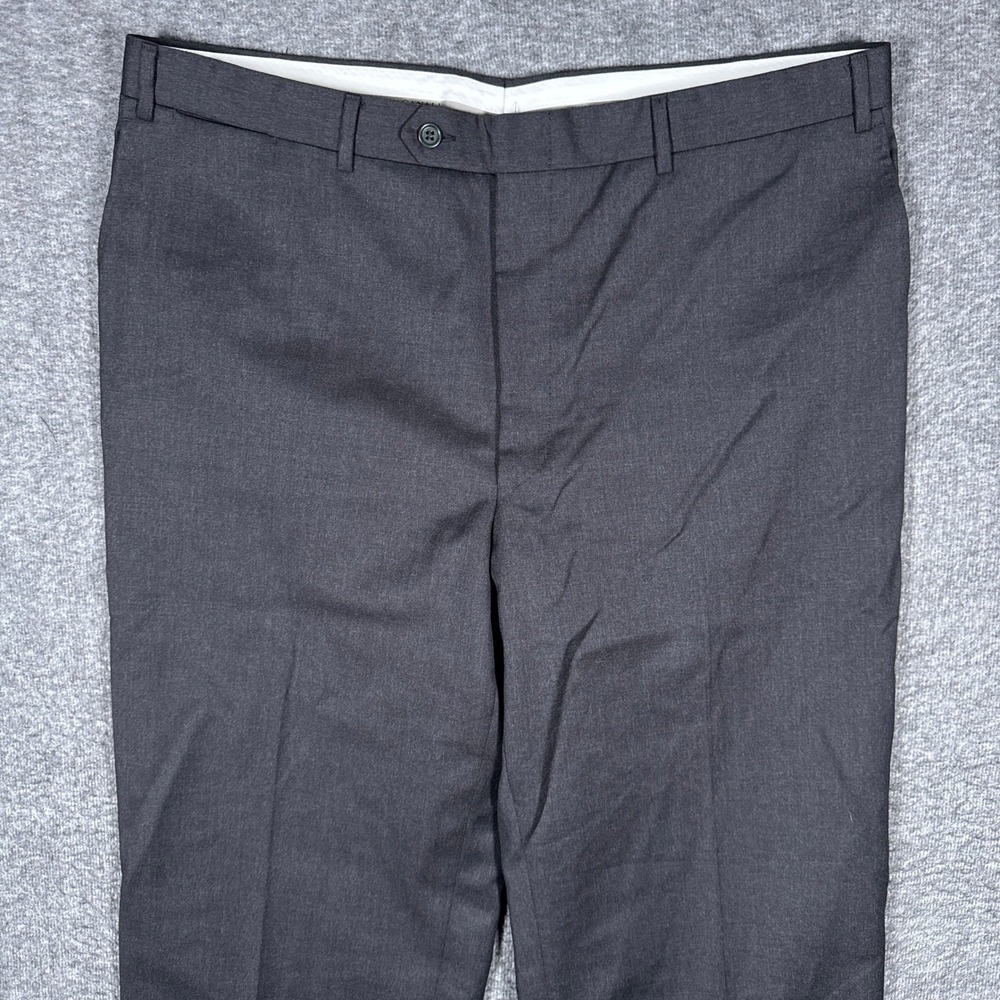 Canali Dress Pants Mens 38 Charcoal Gray Wool Cuffed Flat Front Italy Luxury